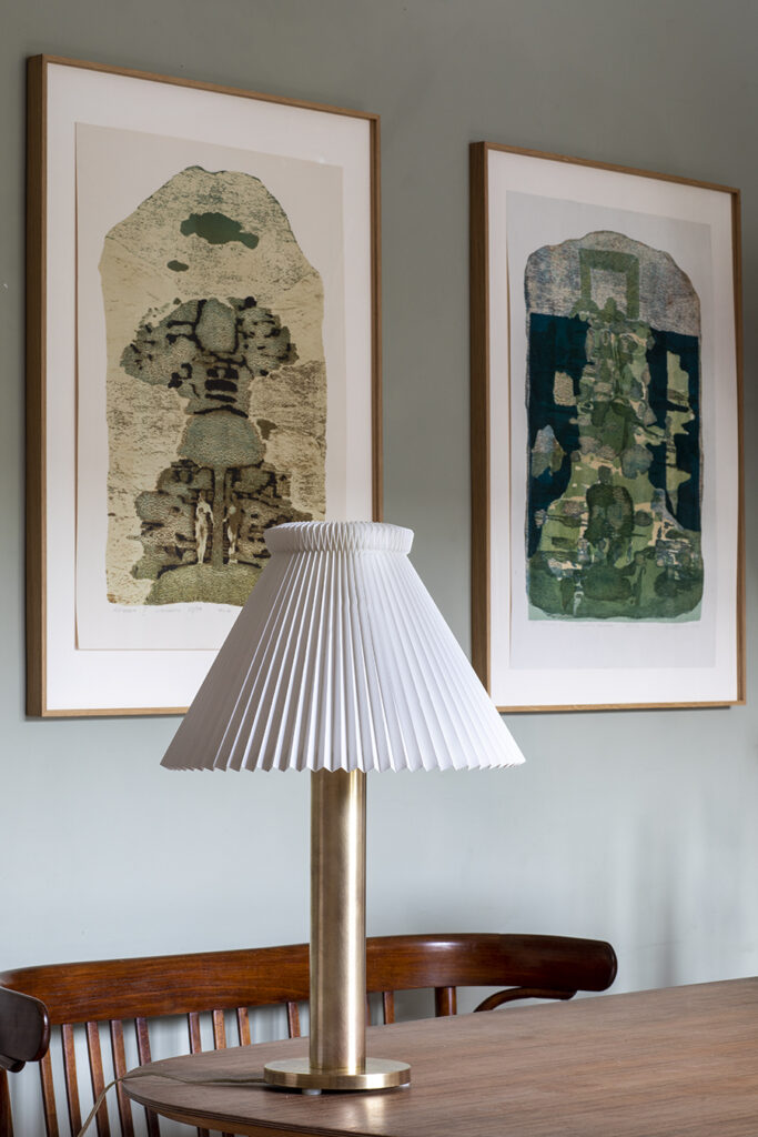 Vintage Brass Table Lamp with Original Le Klint Shade